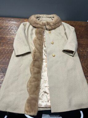 Vintage Forstmann Wool Coat Fur Collar Women's S